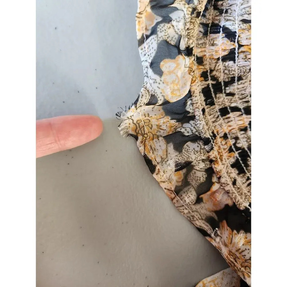 NWD By Anthropologie V-Neck Ruffle Cutout Dress Size S Neutral 9E405 - Picture 10 of 14